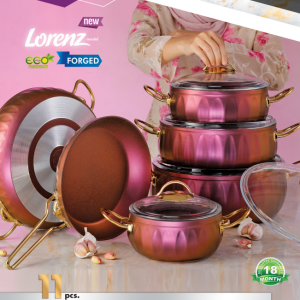 سرویس 11 پارچه اویز پلاس مدل لورنز (قرمز پریمیوم)