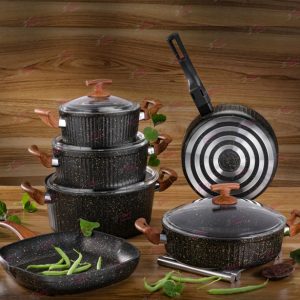 سرویس 10 پارچه اویز پلاس مدل السا (مشکی)