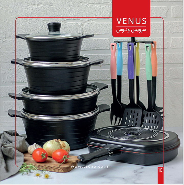 سرویس 22 پارچه تکنو مدل دریا گرانیت مشکی