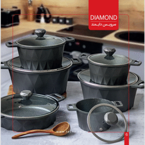 سرویس 13 پارچه تکنو مدل دایموند طوسی